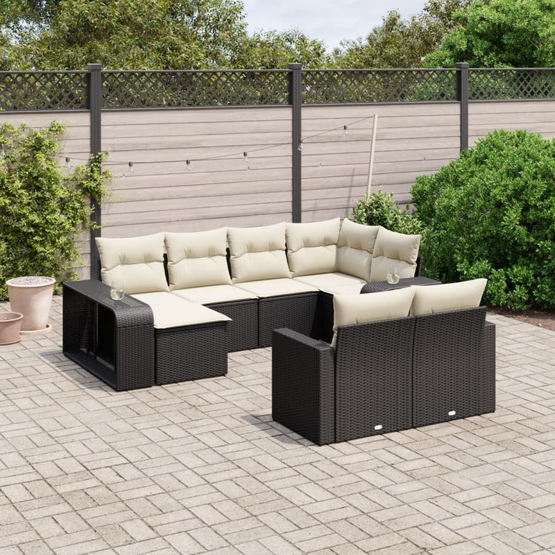 10 Piece Garden Sofa Set with Cushions Black Poly Rattan Payday Deals