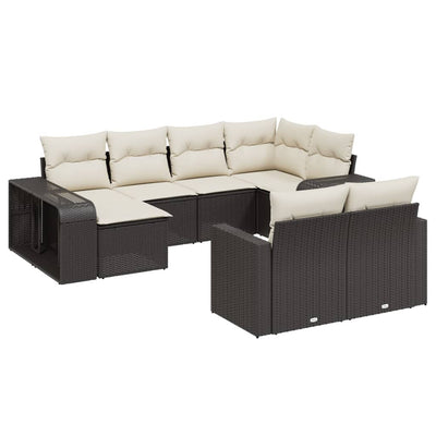 10 Piece Garden Sofa Set with Cushions Black Poly Rattan Payday Deals