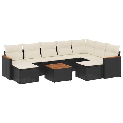 10 Piece Garden Sofa Set with Cushions Black Poly Rattan Payday Deals