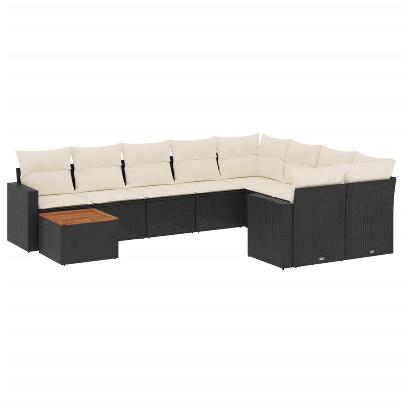 10 Piece Garden Sofa Set with Cushions Black Poly Rattan Payday Deals