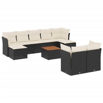 10 Piece Garden Sofa Set with Cushions Black Poly Rattan Payday Deals