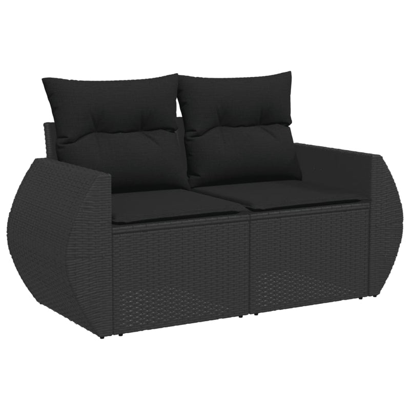 10 Piece Garden Sofa Set with Cushions Black Poly Rattan Payday Deals