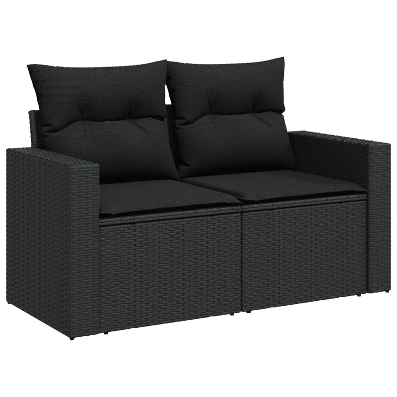 10 Piece Garden Sofa Set with Cushions Black Poly Rattan Payday Deals