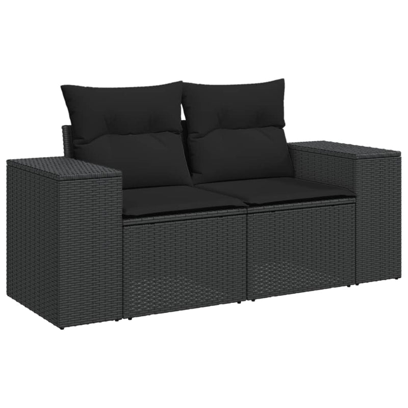 10 Piece Garden Sofa Set with Cushions Black Poly Rattan Payday Deals