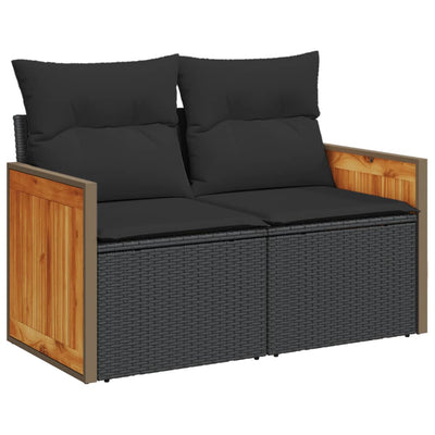 10 Piece Garden Sofa Set with Cushions Black Poly Rattan Payday Deals