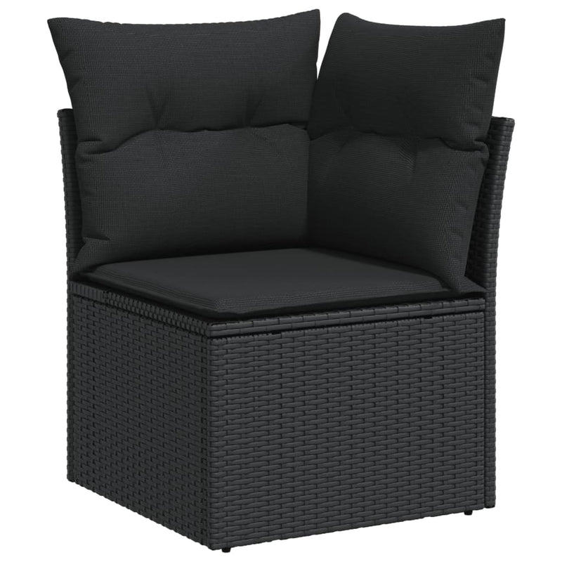 10 Piece Garden Sofa Set with Cushions Black Poly Rattan Payday Deals