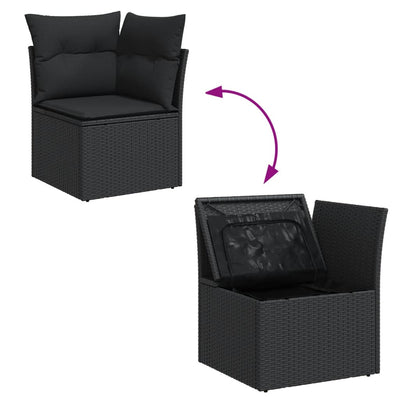 10 Piece Garden Sofa Set with Cushions Black Poly Rattan Payday Deals