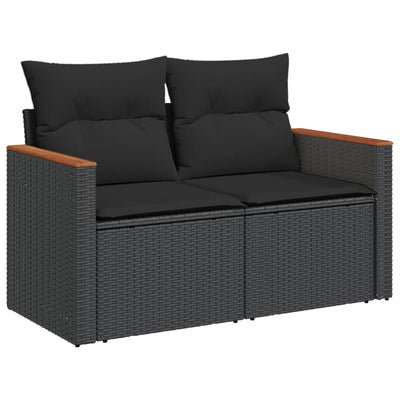 10 Piece Garden Sofa Set with Cushions Black Poly Rattan Payday Deals