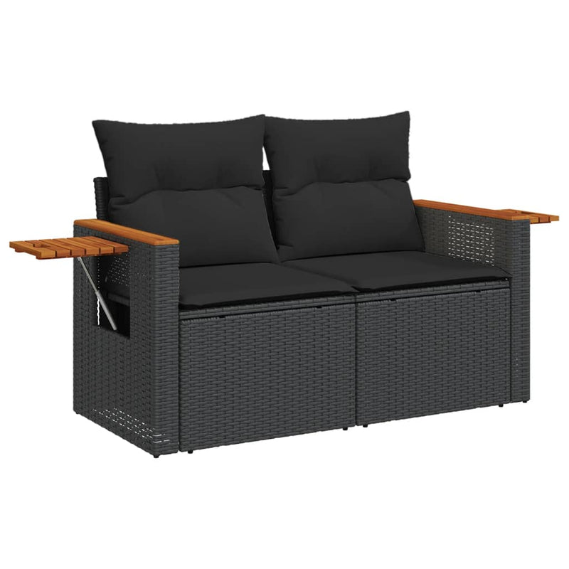 10 Piece Garden Sofa Set with Cushions Black Poly Rattan Payday Deals