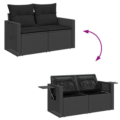 10 Piece Garden Sofa Set with Cushions Black Poly Rattan Payday Deals