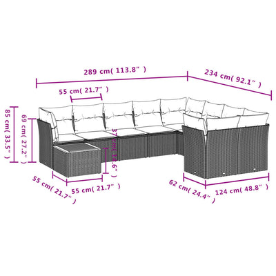 10 Piece Garden Sofa Set with Cushions Grey Poly Rattan Payday Deals