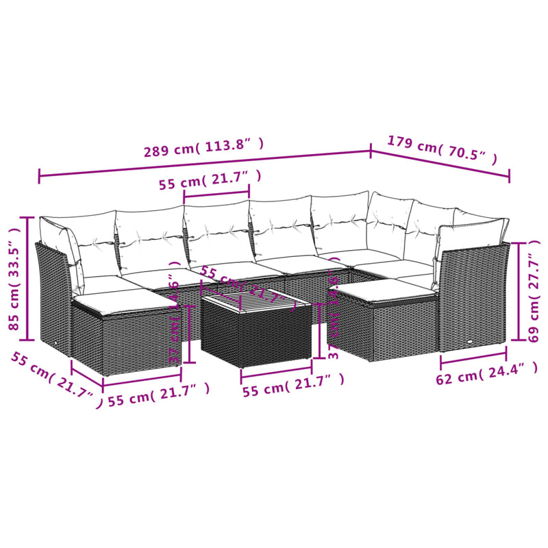 10 Piece Garden Sofa Set with Cushions Grey Poly Rattan Payday Deals