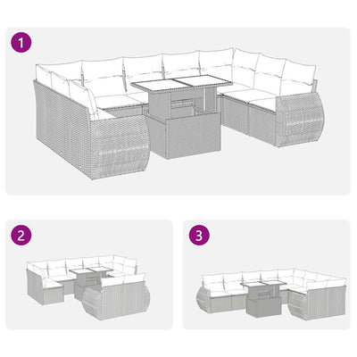 10 Piece Garden Sofa Set with Cushions Grey Poly Rattan Payday Deals