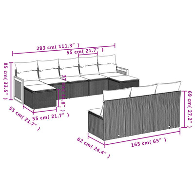 10 Piece Garden Sofa Set with Cushions Grey Poly Rattan Payday Deals