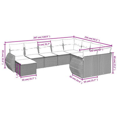 10 Piece Garden Sofa Set with Cushions Grey Poly Rattan Payday Deals