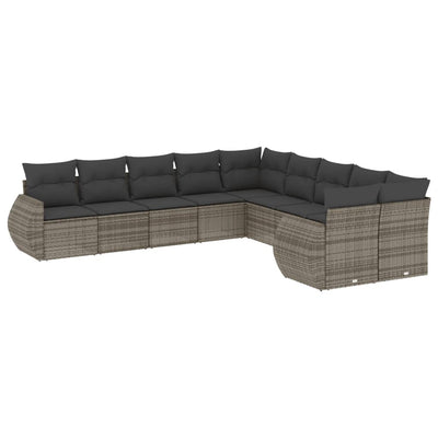 10 Piece Garden Sofa Set with Cushions Grey Poly Rattan Payday Deals