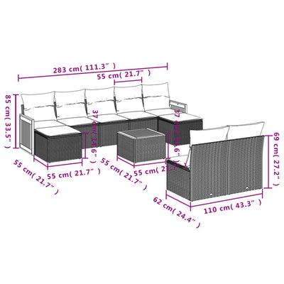 10 Piece Garden Sofa Set with Cushions Grey Poly Rattan Payday Deals