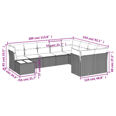 10 Piece Garden Sofa Set with Cushions Grey Poly Rattan Payday Deals