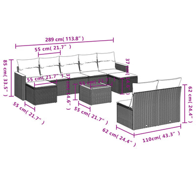 10 Piece Garden Sofa Set with Cushions Grey Poly Rattan Payday Deals