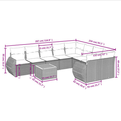10 Piece Garden Sofa Set with Cushions Grey Poly Rattan Payday Deals