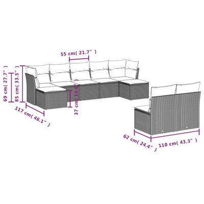 10 Piece Garden Sofa Set with Cushions Grey Poly Rattan Payday Deals