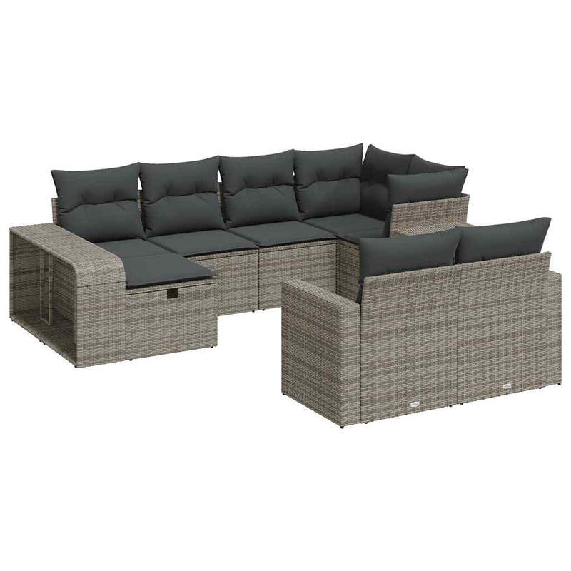 10 Piece Garden Sofa Set with Cushions Grey Poly Rattan Payday Deals