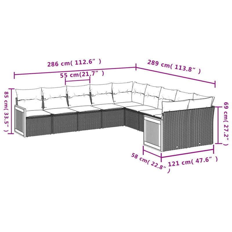 10 Piece Garden Sofa Set with Cushions Grey Poly Rattan Payday Deals