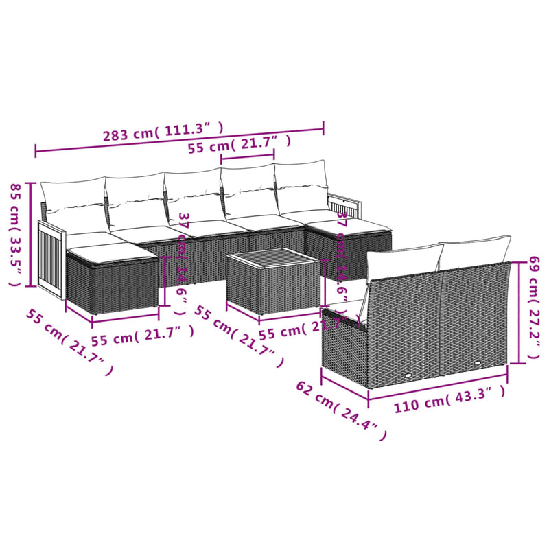 10 Piece Garden Sofa Set with Cushions Grey Poly Rattan Payday Deals