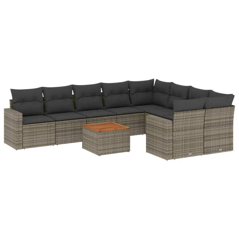 10 Piece Garden Sofa Set with Cushions Grey Poly Rattan Payday Deals