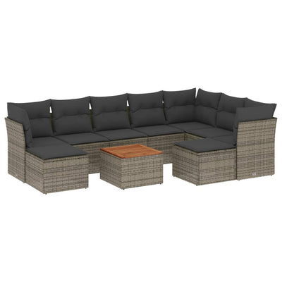 10 Piece Garden Sofa Set with Cushions Grey Poly Rattan Payday Deals