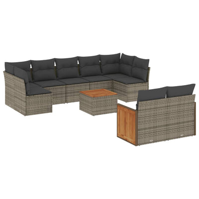 10 Piece Garden Sofa Set with Cushions Grey Poly Rattan Payday Deals