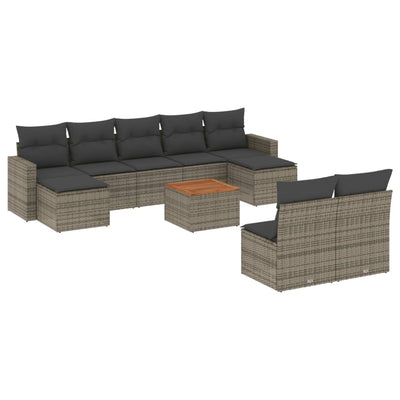 10 Piece Garden Sofa Set with Cushions Grey Poly Rattan Payday Deals