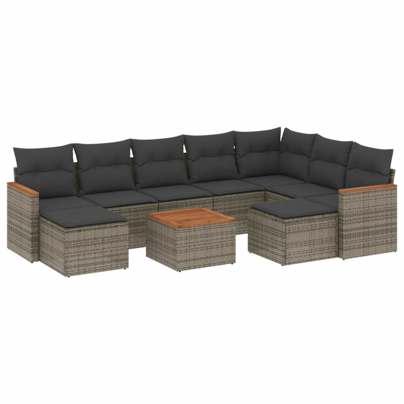 10 Piece Garden Sofa Set with Cushions Grey Poly Rattan Payday Deals