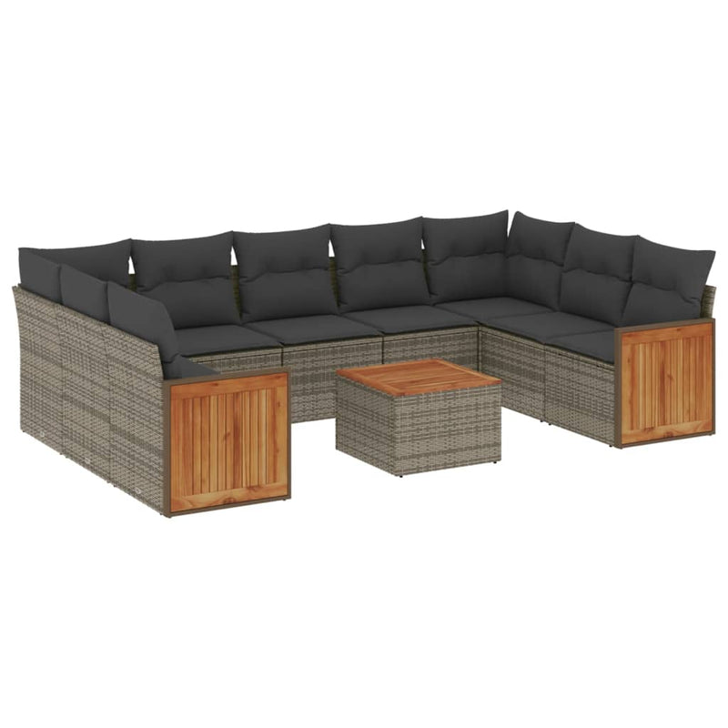 10 Piece Garden Sofa Set with Cushions Grey Poly Rattan Payday Deals