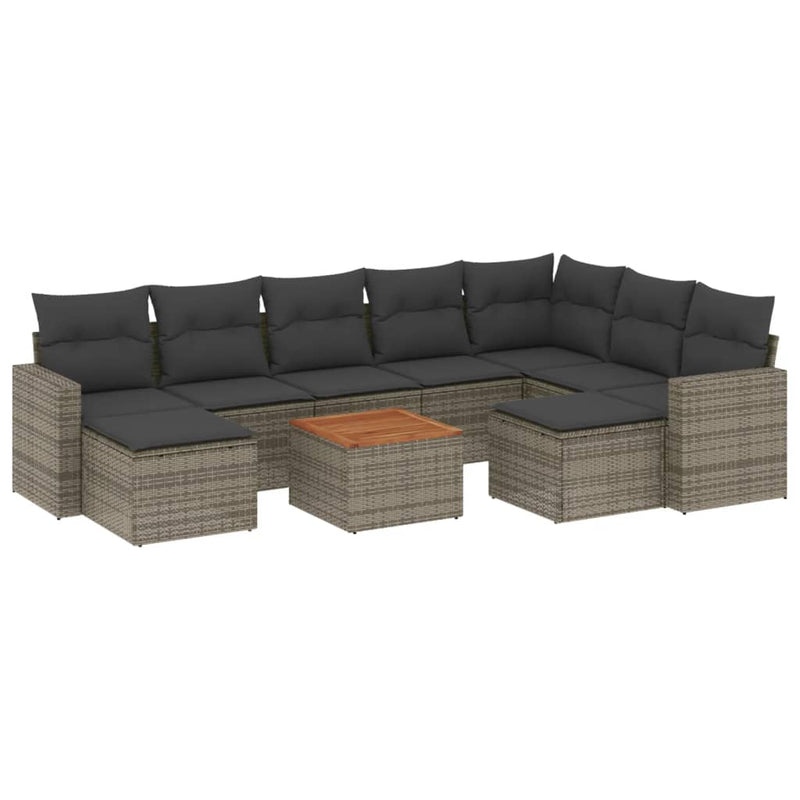 10 Piece Garden Sofa Set with Cushions Grey Poly Rattan Payday Deals