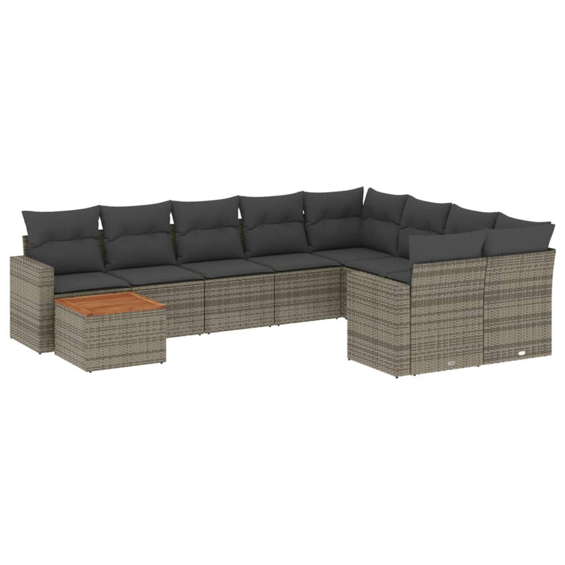 10 Piece Garden Sofa Set with Cushions Grey Poly Rattan Payday Deals