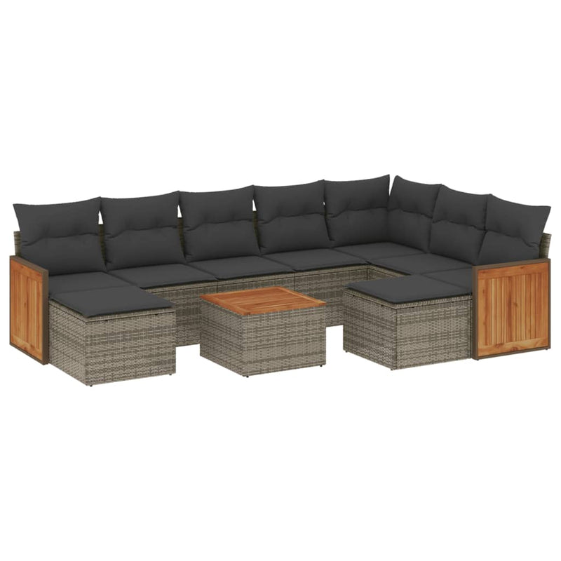 10 Piece Garden Sofa Set with Cushions Grey Poly Rattan Payday Deals