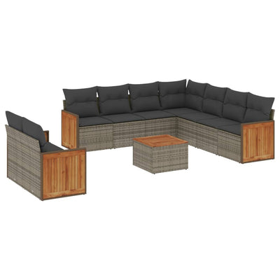 10 Piece Garden Sofa Set with Cushions Grey Poly Rattan Payday Deals