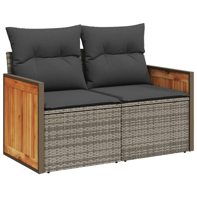 10 Piece Garden Sofa Set with Cushions Grey Poly Rattan Payday Deals