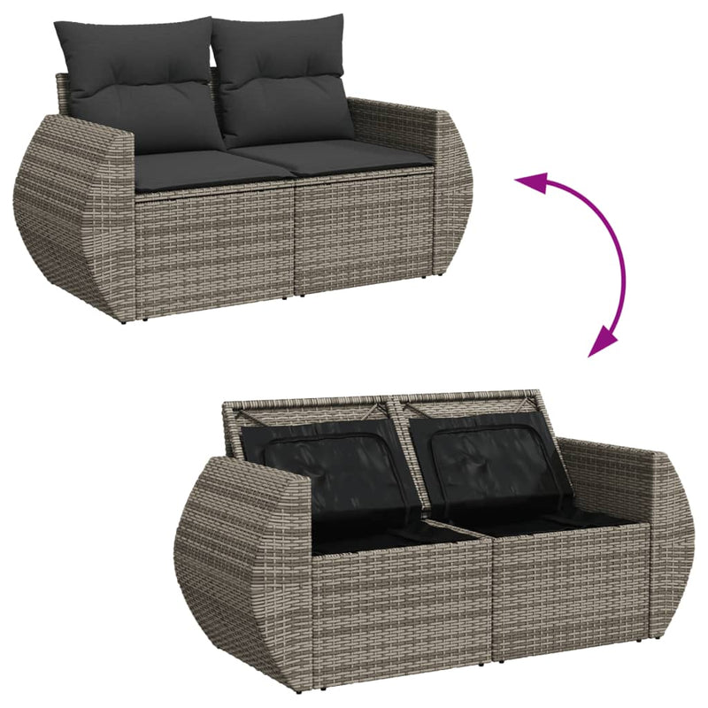 10 Piece Garden Sofa Set with Cushions Grey Poly Rattan Payday Deals