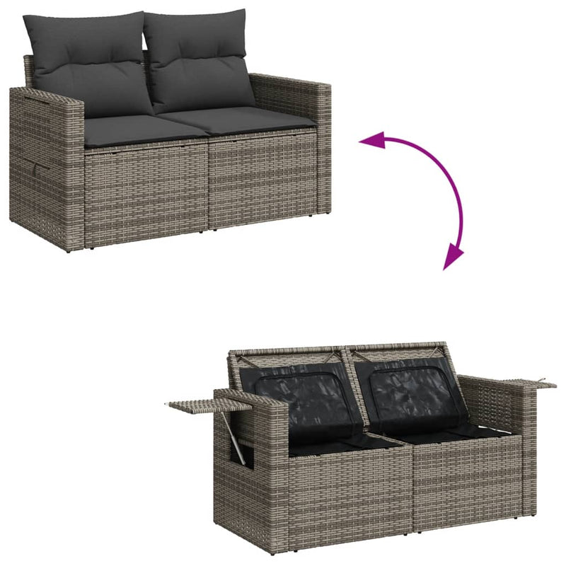 10 Piece Garden Sofa Set with Cushions Grey Poly Rattan Payday Deals