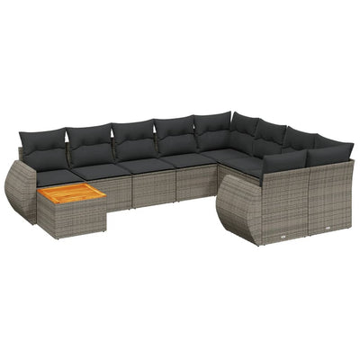 10 Piece Garden Sofa Set with Cushions Grey Poly Rattan Payday Deals