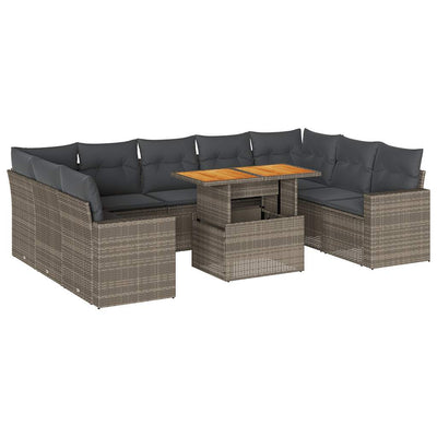 10 Piece Garden Sofa Set with Cushions Grey Poly Rattan Payday Deals