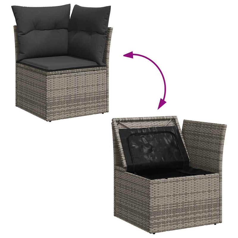 10 Piece Garden Sofa Set with Cushions Grey Poly Rattan Payday Deals