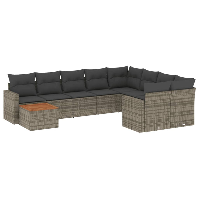 10 Piece Garden Sofa Set with Cushions Grey Poly Rattan Payday Deals