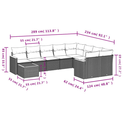 10 Piece Garden Sofa Set with Cushions Grey Poly Rattan Payday Deals