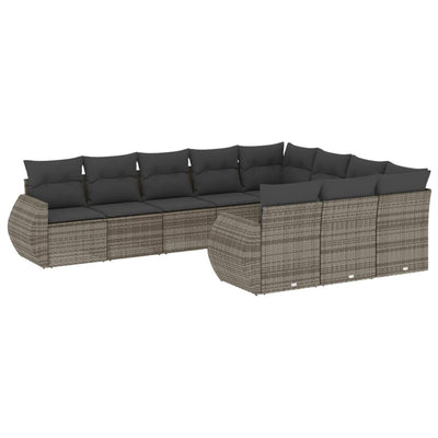 10 Piece Garden Sofa Set with Cushions Grey Poly Rattan Payday Deals