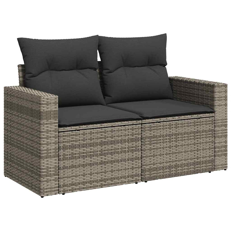 10 Piece Garden Sofa Set with Cushions Grey Poly Rattan Payday Deals