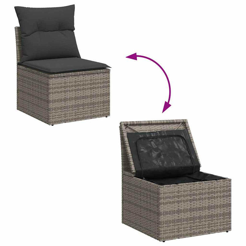 10 Piece Garden Sofa Set with Cushions Grey Poly Rattan Payday Deals