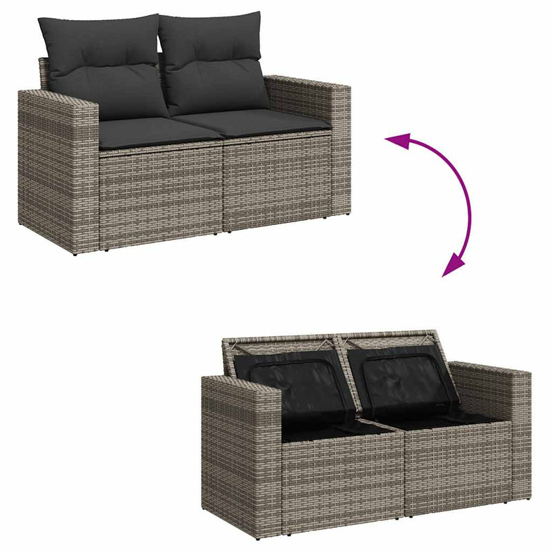 10 Piece Garden Sofa Set with Cushions Grey Poly Rattan Payday Deals